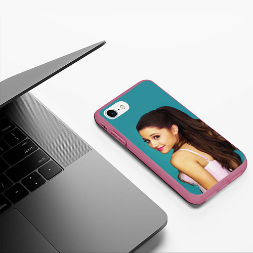 Чехол iPhone 7/8 матовый Ariana Grande Ариана Гранде / 3D-Малиновый – фото 3
