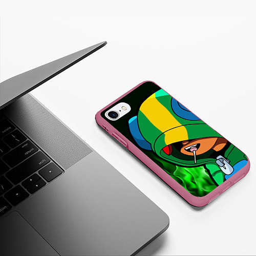 Чехол iPhone 7/8 матовый Brawl Stars LEON / 3D-Малиновый – фото 3