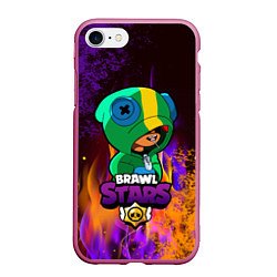 Чехол iPhone 7/8 матовый Brawl Stars LEON, цвет: 3D-малиновый