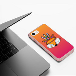 Чехол iPhone 7/8 матовый Лиса Индеец, цвет: 3D-светло-розовый — фото 2