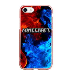 Чехол iPhone 7/8 матовый MINECRAFT, цвет: 3D-светло-розовый