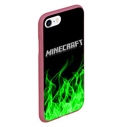 Чехол iPhone 7/8 матовый MINECRAFT FIRE, цвет: 3D-малиновый — фото 2