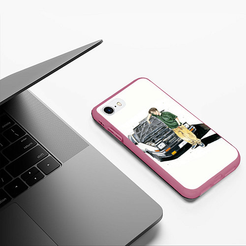 Чехол iPhone 7/8 матовый Initial D Takumi & Toyota AE 86 / 3D-Малиновый – фото 3