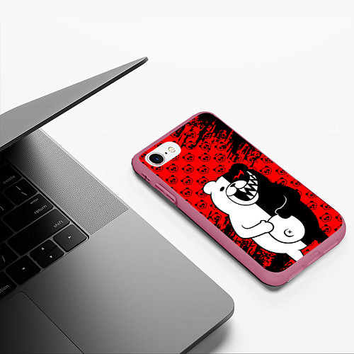 Чехол iPhone 7/8 матовый MONOKUMA / 3D-Малиновый – фото 3