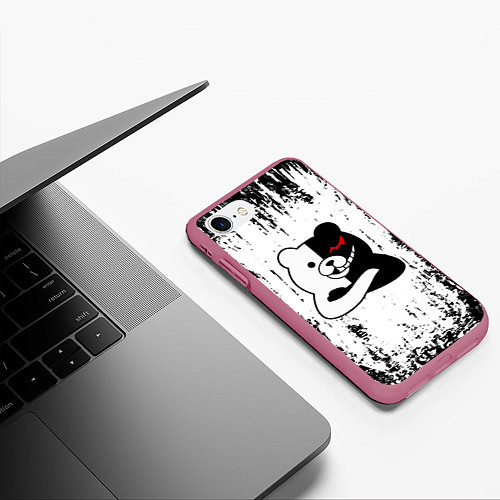 Чехол iPhone 7/8 матовый MONOKUMA / 3D-Малиновый – фото 3