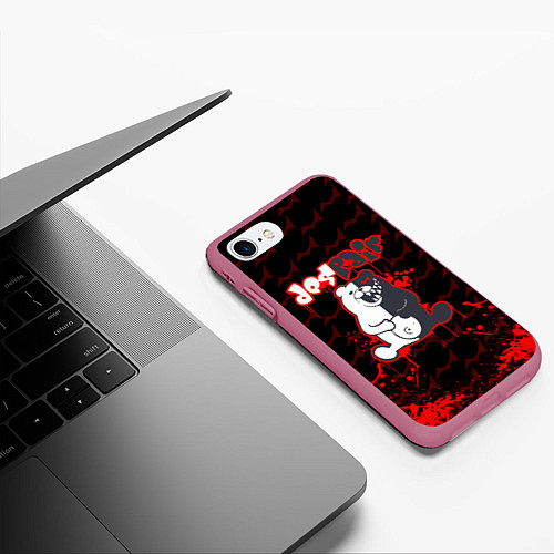 Чехол iPhone 7/8 матовый MONOKUMA / 3D-Малиновый – фото 3