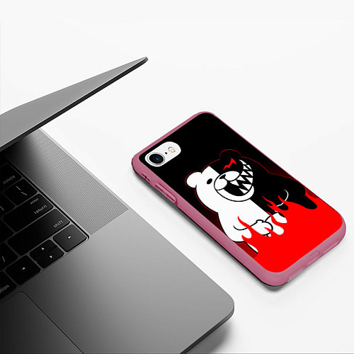 Чехол iPhone 7/8 матовый MONOKUMA / 3D-Малиновый – фото 3