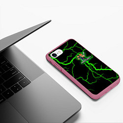 Чехол iPhone 7/8 матовый MINECRAFT CREEPER, цвет: 3D-малиновый — фото 2
