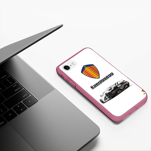 Чехол iPhone 7/8 матовый Koenigsegg / 3D-Малиновый – фото 3