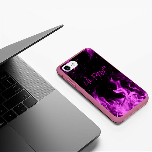 Чехол iPhone 7/8 матовый LIL PEEP FIRE / 3D-Малиновый – фото 3