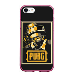 Чехол iPhone 7/8 матовый PUBG, цвет: 3D-малиновый