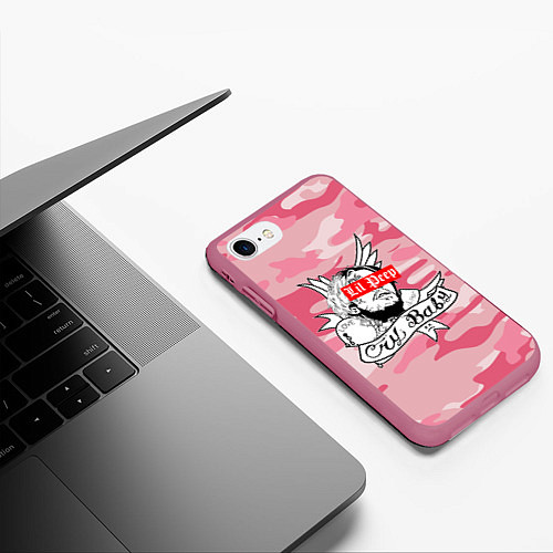 Чехол iPhone 7/8 матовый LIL PEEP / 3D-Малиновый – фото 3