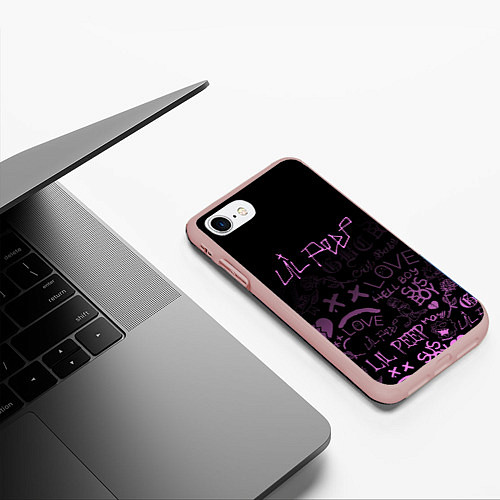 Чехол iPhone 7/8 матовый LIL PEEP / 3D-Светло-розовый – фото 3