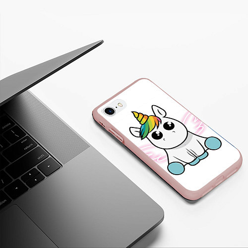 Чехол iPhone 7/8 матовый Милый единорожка / 3D-Светло-розовый – фото 3