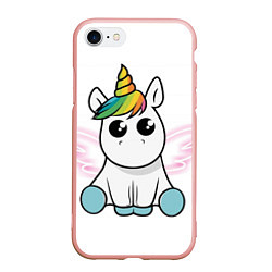 Чехол iPhone 7/8 матовый Милый единорожка, цвет: 3D-светло-розовый