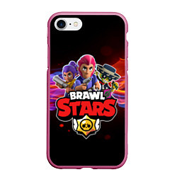 Чехол iPhone 7/8 матовый BRAWL STARS, цвет: 3D-малиновый