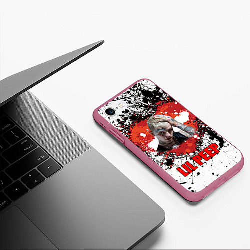 Чехол iPhone 7/8 матовый Lil Peep / 3D-Малиновый – фото 3