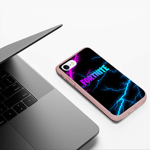 Чехол iPhone 7/8 матовый FORTNITE / 3D-Светло-розовый – фото 3