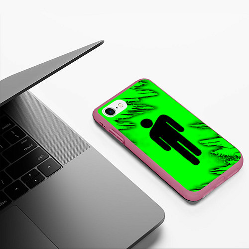 Чехол iPhone 7/8 матовый BILLIE EILISH / 3D-Малиновый – фото 3