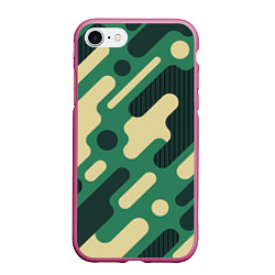 Чехол iPhone 7/8 матовый Военный камуфляж, цвет: 3D-малиновый