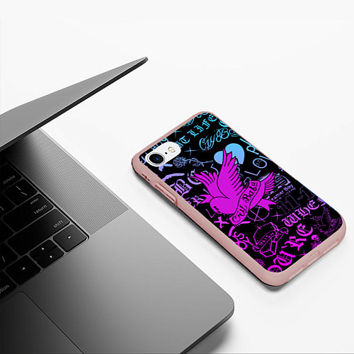 Чехол iPhone 7/8 матовый LIL PEEP / 3D-Светло-розовый – фото 3