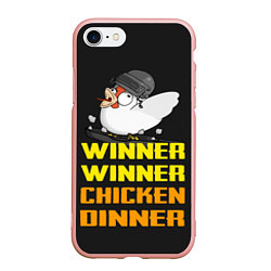 Чехол iPhone 7/8 матовый Winner Chicken Dinner, цвет: 3D-светло-розовый