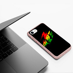 Чехол iPhone 7/8 матовый Боб Марли, цвет: 3D-светло-розовый — фото 2
