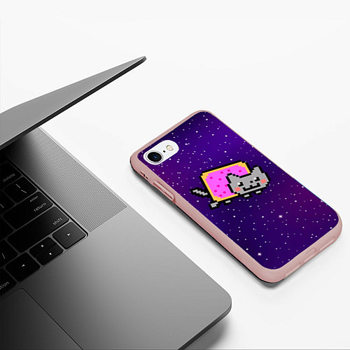 Чехол iPhone 7/8 матовый Nyan Cat / 3D-Светло-розовый – фото 3