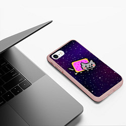 Чехол iPhone 7/8 матовый Nyan Cat, цвет: 3D-светло-розовый — фото 2