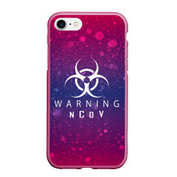 Чехол iPhone 7/8 матовый Warning NCoV, цвет: 3D-малиновый