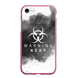 Чехол iPhone 7/8 матовый Warning NCoV, цвет: 3D-малиновый