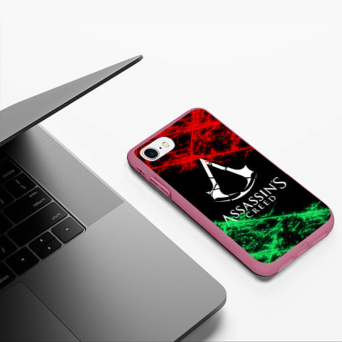 Чехол iPhone 7/8 матовый Assassin’s Creed: Red & Green / 3D-Малиновый – фото 3