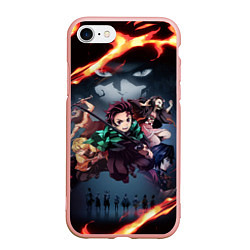 Чехол iPhone 7/8 матовый KIMETSU NO YAIBA, цвет: 3D-светло-розовый