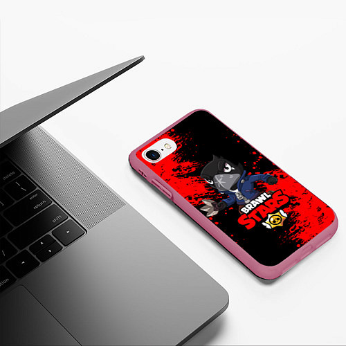 Чехол iPhone 7/8 матовый Brawl Stars Crow / 3D-Малиновый – фото 3