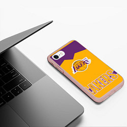 Чехол iPhone 7/8 матовый Los Angeles Lakers, цвет: 3D-светло-розовый — фото 2