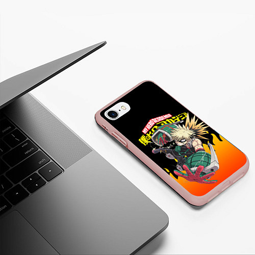 Чехол iPhone 7/8 матовый MY HERO ACADEMIA яркое пламя / 3D-Светло-розовый – фото 3