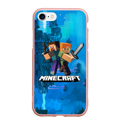 Чехол iPhone 7/8 матовый Minecraft Майнкрафт, цвет: 3D-светло-розовый