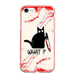 Чехол iPhone 7/8 матовый What cat, цвет: 3D-светло-розовый