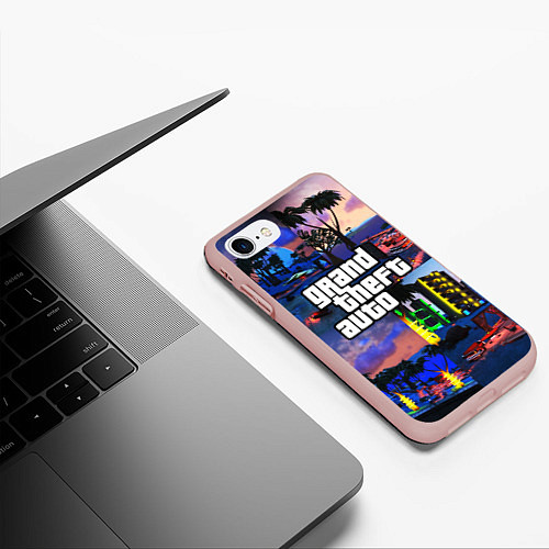 Чехол iPhone 7/8 матовый GTA / 3D-Светло-розовый – фото 3