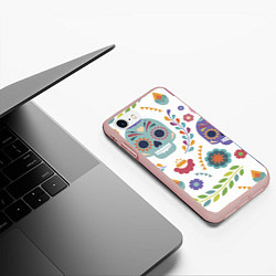 Чехол iPhone 7/8 матовый Мексиканские мотивы, цвет: 3D-светло-розовый — фото 2