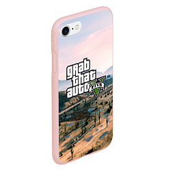 Чехол iPhone 7/8 матовый Grand Theft Auto 5, цвет: 3D-светло-розовый — фото 2