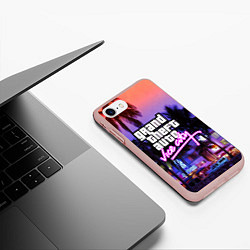 Чехол iPhone 7/8 матовый Grand Theft Auto Vice City, цвет: 3D-светло-розовый — фото 2