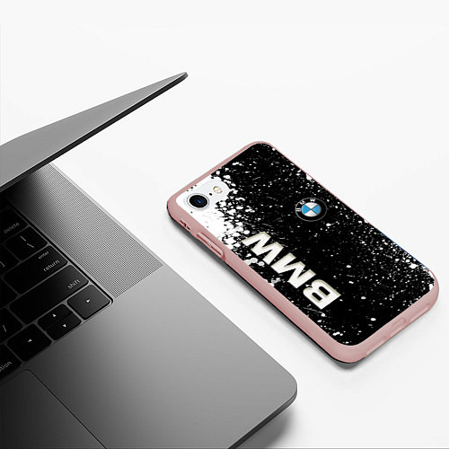 Чехол iPhone 7/8 матовый BMW / 3D-Светло-розовый – фото 3