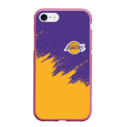 Чехол iPhone 7/8 матовый LA LAKERS, цвет: 3D-малиновый