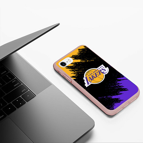 Чехол iPhone 7/8 матовый LA LAKERS / 3D-Светло-розовый – фото 3