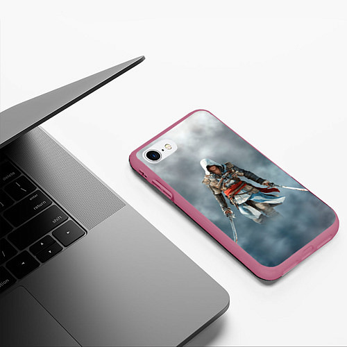 Чехол iPhone 7/8 матовый ASSASSIN'S CREED / 3D-Малиновый – фото 3