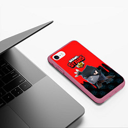 Чехол iPhone 7/8 матовый BRAWL STARS CROW, цвет: 3D-малиновый — фото 2