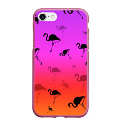Чехол iPhone 7/8 матовый Фламинго, цвет: 3D-малиновый