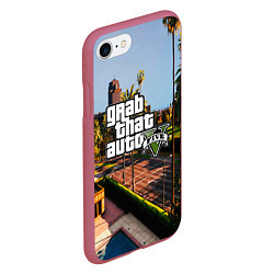 Чехол iPhone 7/8 матовый GTA 5, цвет: 3D-малиновый — фото 2
