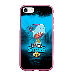 Чехол iPhone 7/8 матовый Brawl stars leon shark, цвет: 3D-малиновый